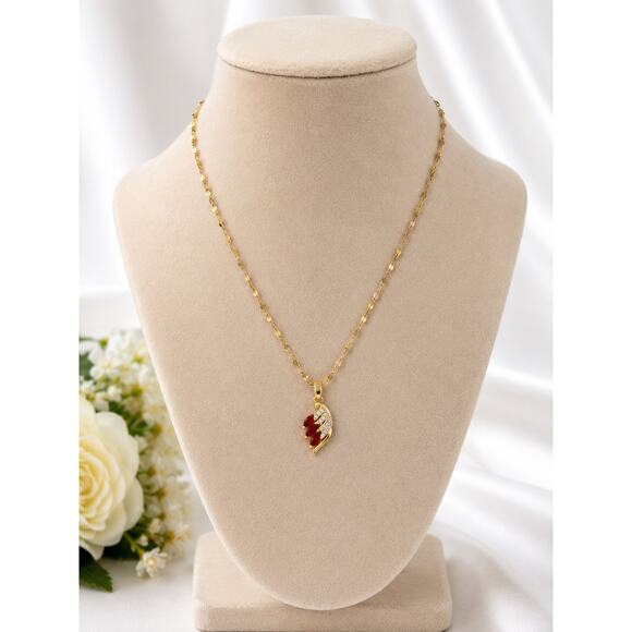 Other Jewelry - Gold Angel Wing Pendant Necklace Red Crystal Dainty Women Jewelry